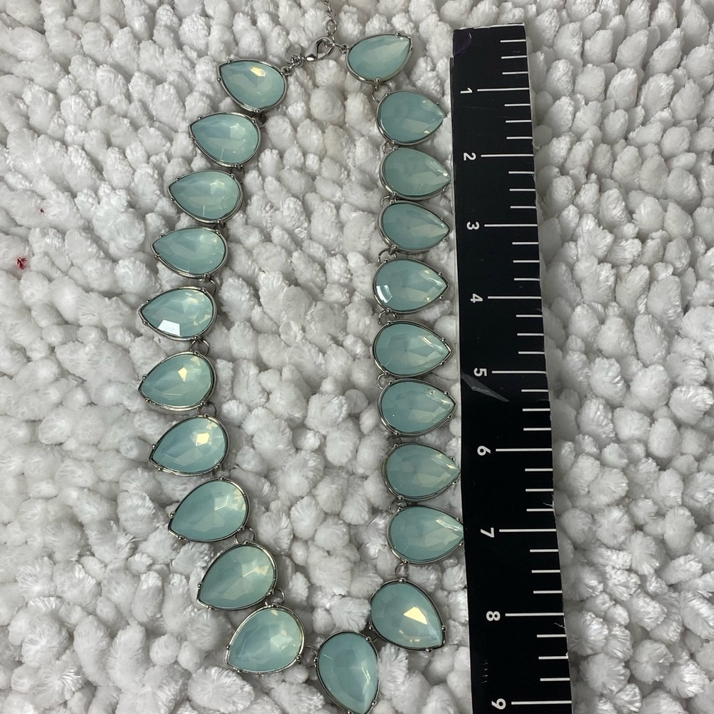 CHARMING CHARLIE ~ Silver-tone Aqua Teardrop Statement Necklace - Picture 9 of 13